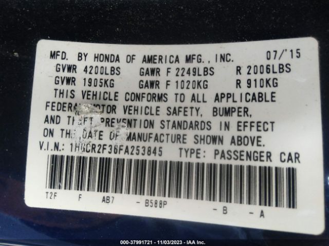 1HGCR2F36FA253845 Honda ACCORD LX