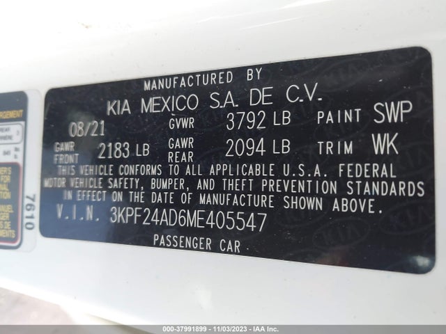 KIA Forte Lxs 2021 3KPF24AD6ME405547 Image 9