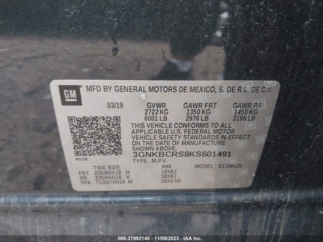 Chevrolet Blazer 2019 3GNKBCRS8KS601491 Image 9