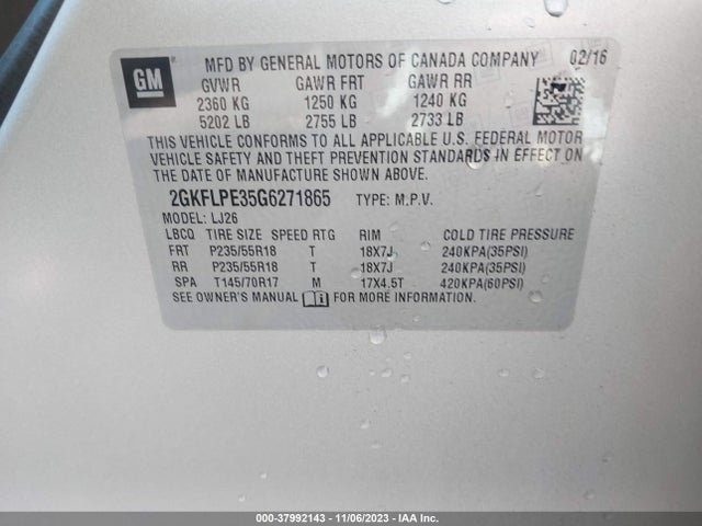 GMC Terrain Slt 2016 2GKFLPE35G6271865 Image 9