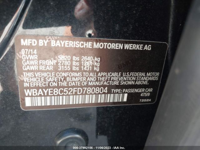 2015 BMW 750LI WBAYE8C52FD780804 Photo 8