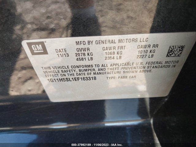 Chevrolet Malibu 1lz 2014 1G11H5SL1EF163318 Image 9