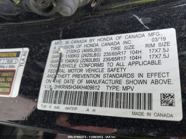 2HKRW5H34KH409612 Honda CR-V LX