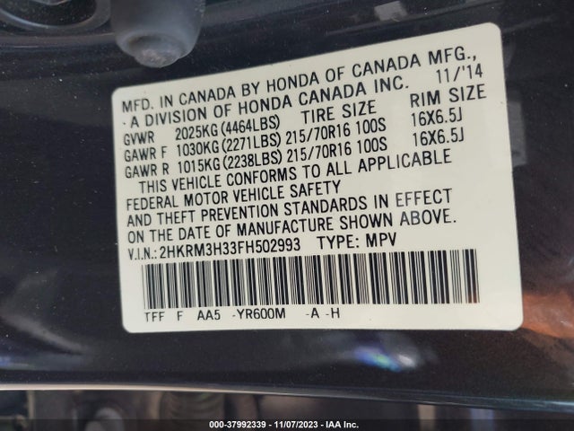 Honda CR-V LX 2015 2HKRM3H33FH502993 Image 9