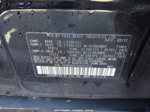 4S4BSAHC2H3357435 Subaru Outback 2.5i Premium