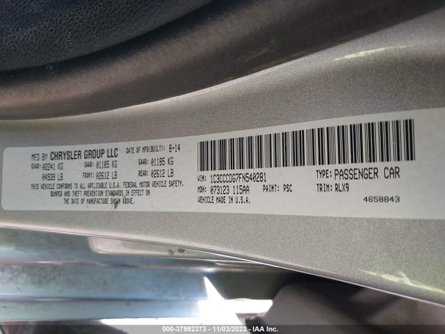 2015 CHRYSLER 200 S VIN: 1C3CCCDG7FN540281