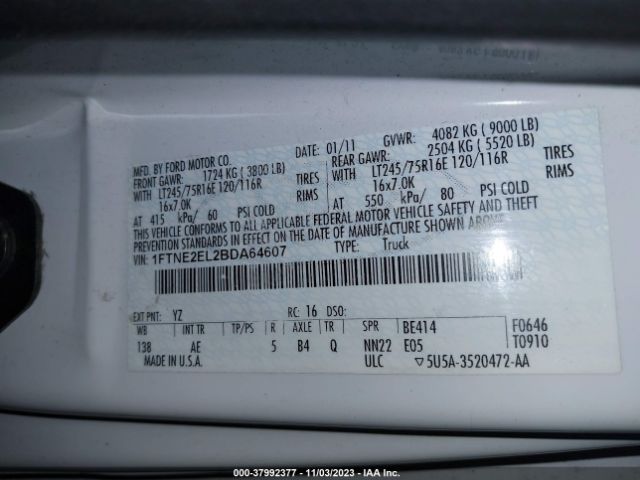 2011 FORD ECONOLINE CARGO VAN 1FTNE2EL2BDA64607 Photo 8