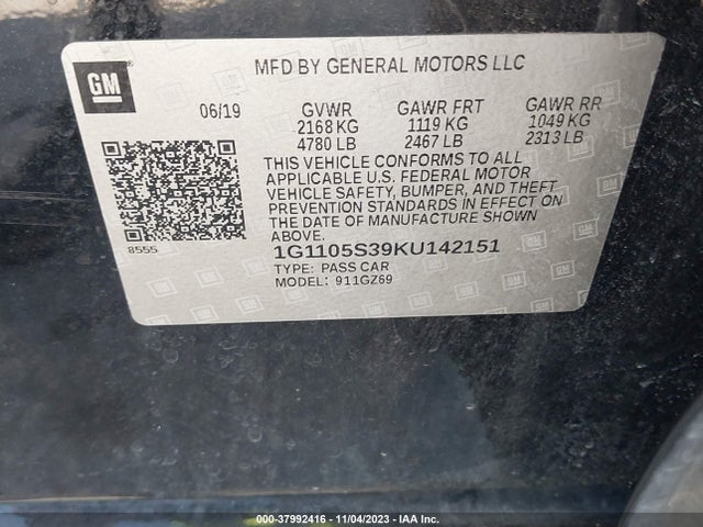 Chevrolet Impala Premier 2019 1G1105S39KU142151 Image 9
