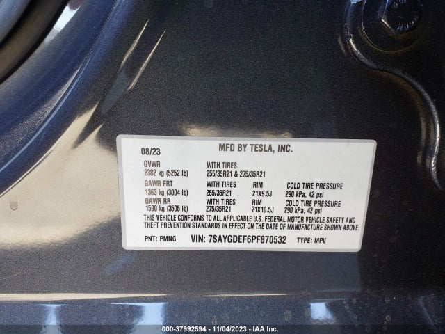 7SAYGDEF6PF870532 Tesla Model Y Performance Dual Motor All-wheel Drive/awd