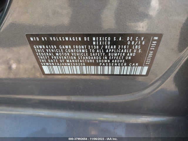 3VWDB7AJ4HM230206 Volkswagen Jetta 1.4t Se