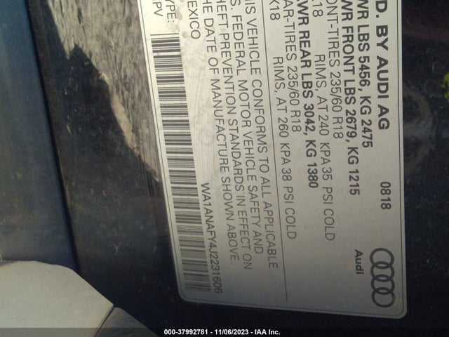 WA1ANAFY4J2231606 Audi Q5 2.0t Tech Premium/2.0t Premium
