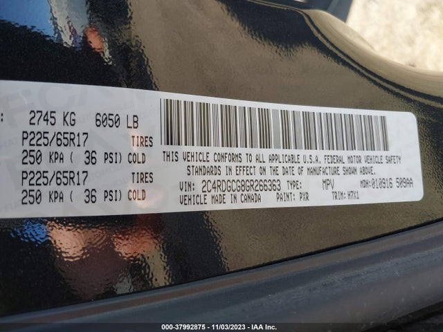 Dodge Grand Caravan Sxt 2016 2C4RDGCG8GR266363 Image 9