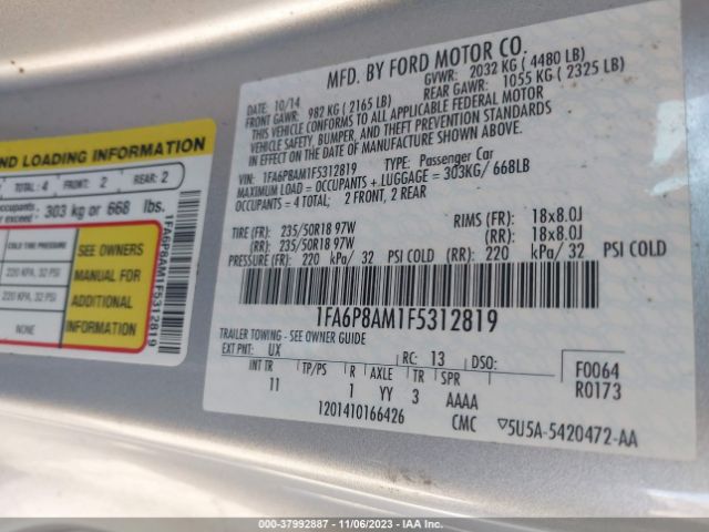 1FA6P8AM1F5312819 Ford Mustang V6