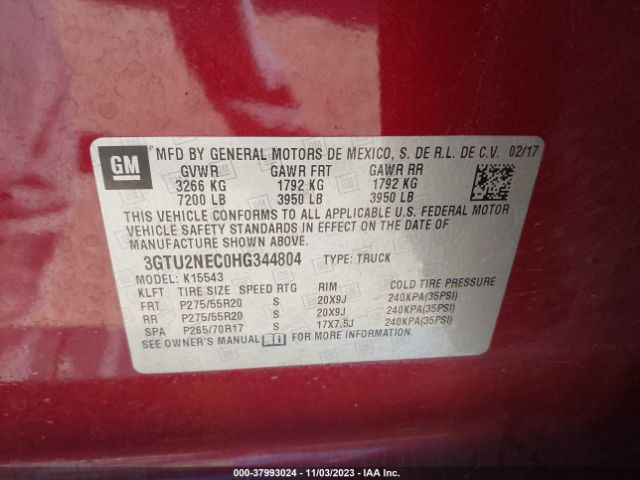 3GTU2NEC0HG344804 GMC Sierra 1500 Slt