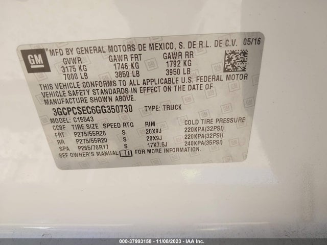 Chevrolet Silverado 1500 1lz 2016 3GCPCSEC6GG350730 Image 9