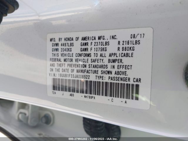 19UUB1F33JA006522 Acura TLX