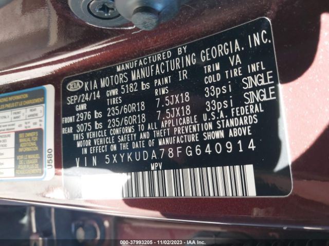 5XYKUDA78FG640914 KIA Sorento Ex V6