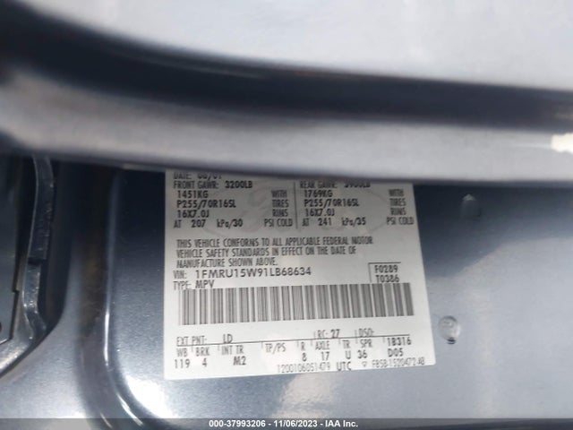 2001 FORD EXPEDITION XLT VIN: 1FMRU15W91LB68634
