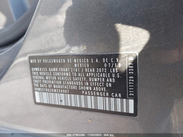 3VWE57BU2KM234007 Volkswagen Jetta 1.4t Sel