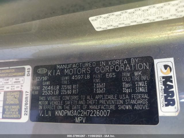 KNDPM3AC2H7226007 KIA Sportage Lx