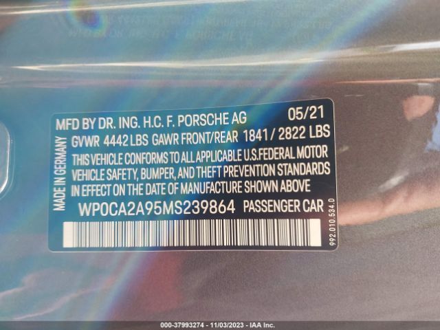 2021 PORSCHE 911 WP0CA2A95MS239864 Photo 8