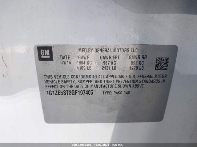 Chevrolet MALIBU 1LT 2016 1G1ZE5ST3GF197405 Image 9