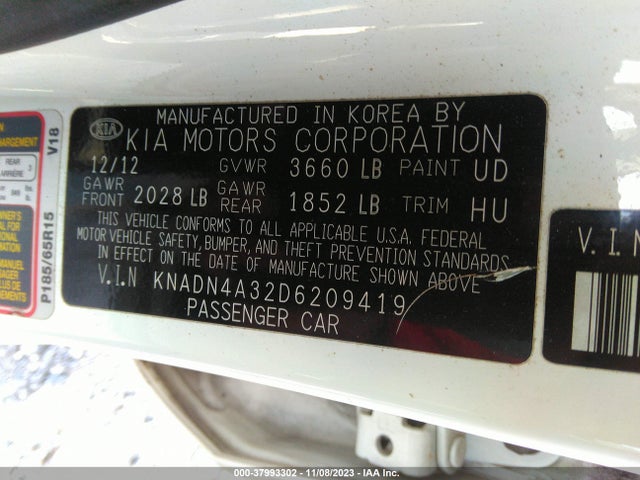 2013 KIA RIO EX VIN: KNADN4A32D6209419