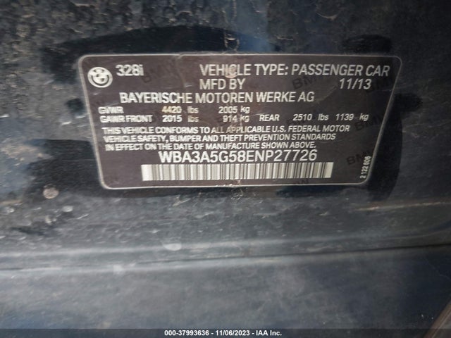 WBA3A5G58ENP27726 BMW 328I