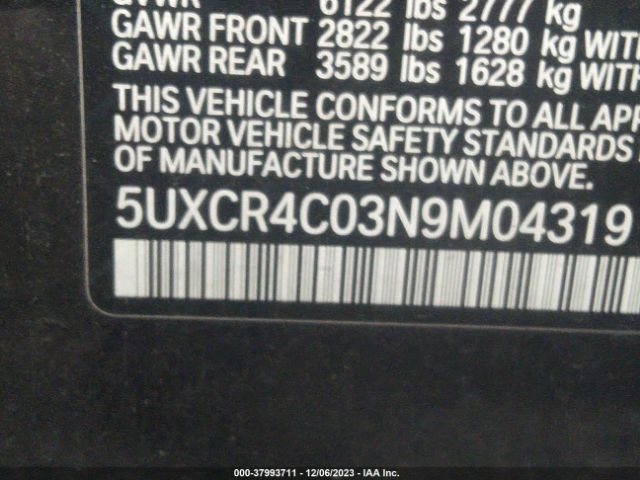 5UXCR4C03N9M04319 BMW X5 Sdrive40i
