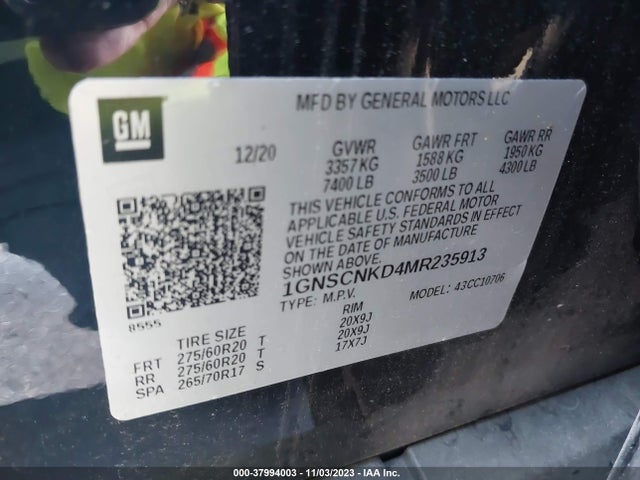 Chevrolet Tahoe 2wd Lt 2021 1GNSCNKD4MR235913 Image 9
