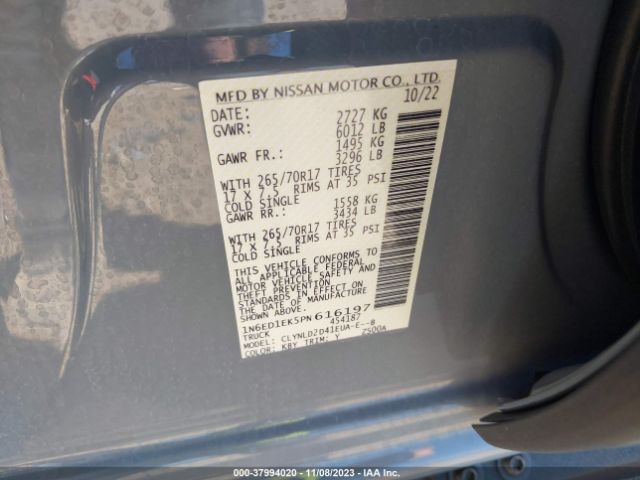 1N6ED1EK5PN616197 Nissan Frontier Pro-4x 4x4