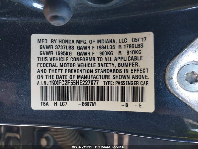 Honda Civic Lx 2017 19XFC2F55HE227977 Image 9