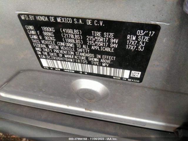 3CZRU6H76HM718705 Honda Hr-v Ex-l
