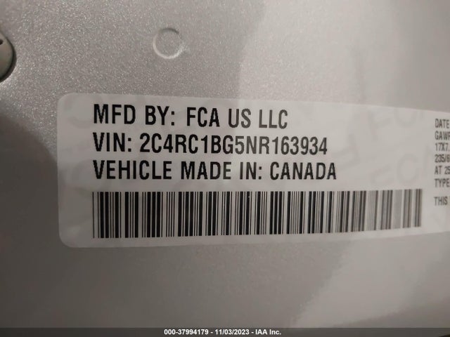2C4RC1BG5NR163934 Chrysler Pacifica Touring L