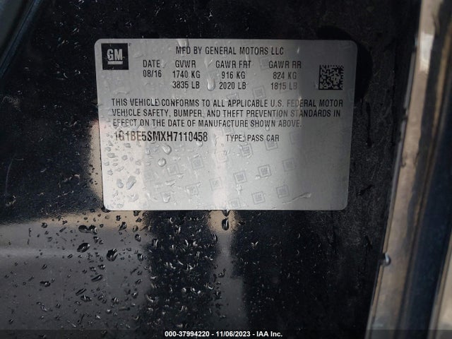 Chevrolet Cruze Lt Auto 2017 1G1BE5SMXH7110458 Image 9
