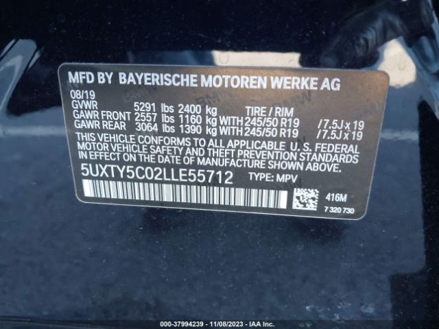 5UXTY5C02LLE55712 BMW X3 Xdrive30i