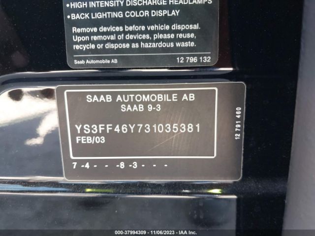 2003 SAAB 9-3 YS3FF46Y731035381 Photo 8