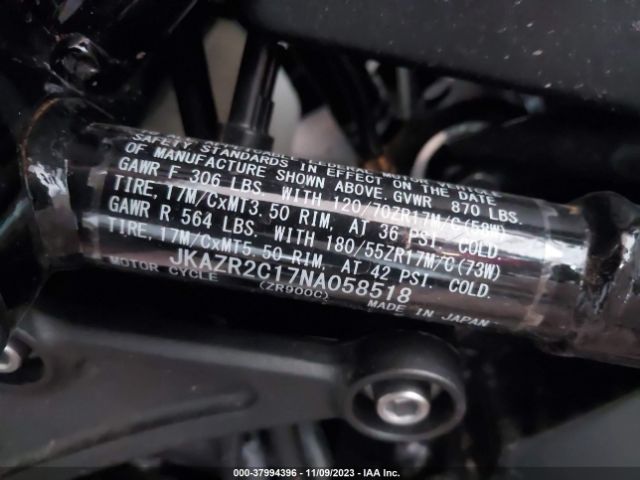 2022 KAWASAKI ZR900 JKAZR2C17NA058518 Photo 9