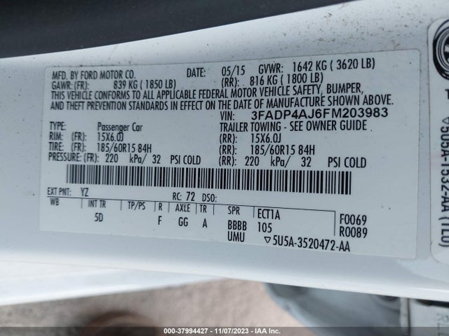 Ford FIESTA S 2015 3FADP4AJ6FM203983 Image 9