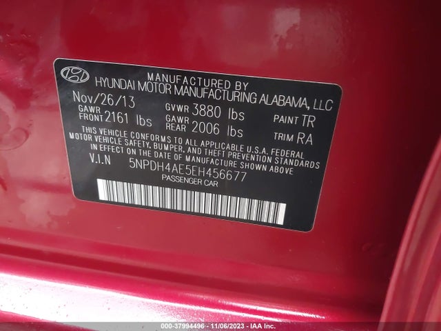 2014 HYUNDAI ELANTRA SE VIN: 5NPDH4AE5EH456677