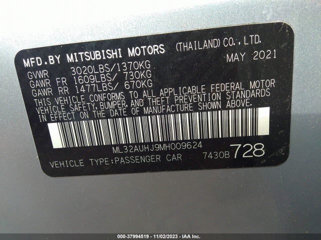 ML32AUHJ9MH009624 Mitsubishi Mirage Carbonite Edition/es/le