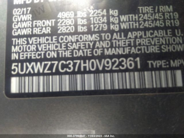 5UXWZ7C37H0V92361 BMW X3 Sdrive28i