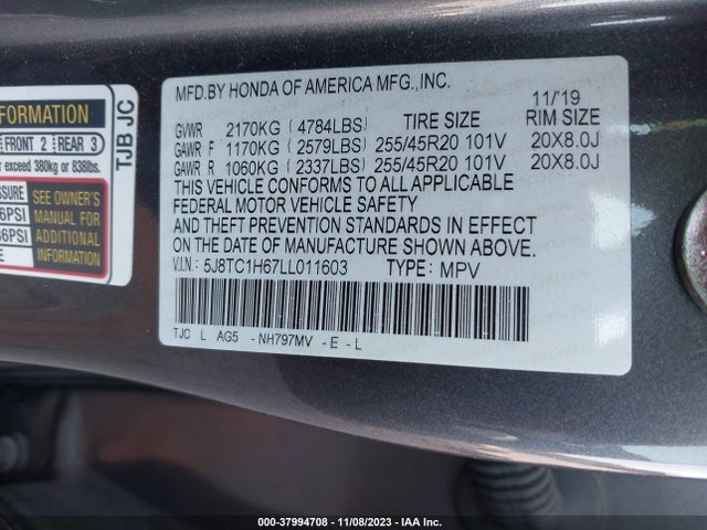 Acura Rdx A-spec Package 2020 5J8TC1H67LL011603 Image 9