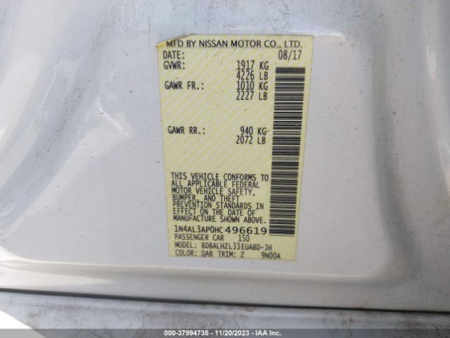 1N4AL3AP0HC496619 Nissan Altima 2.5 Sr