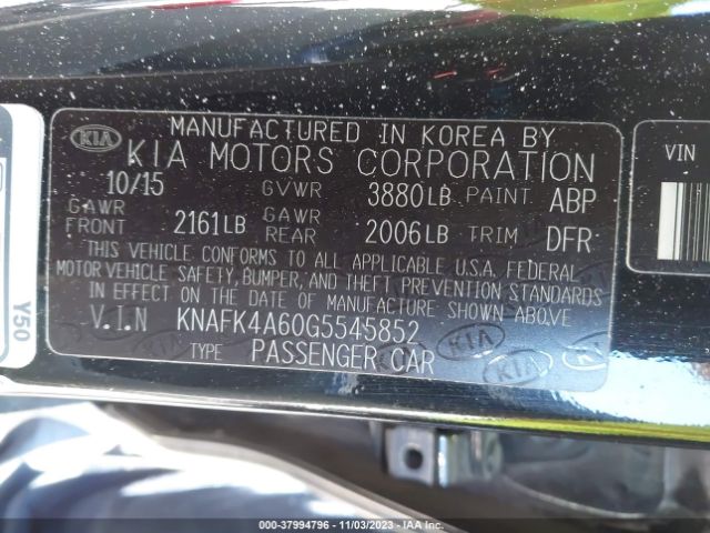 KNAFK4A60G5545852 KIA FORTE LX