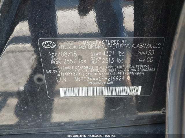 Hyundai SONATA ECO 2015 5NPE24AA0FH219924 Image 9