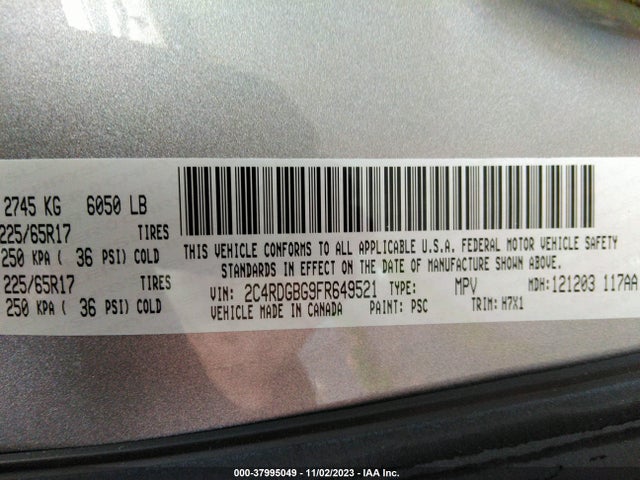 Dodge Grand Caravan Se 2015 2C4RDGBG9FR649521 Image 9
