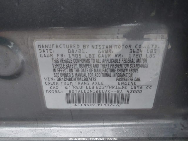 Nissan Versa S Xtronic Cvt 2021 3N1CN8DV7ML907472 Image 9