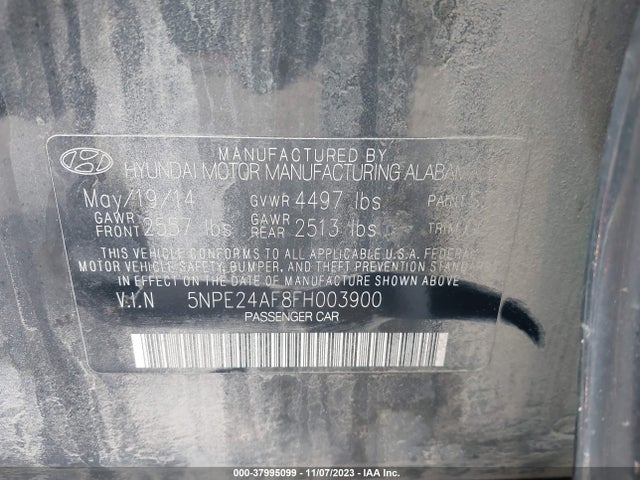 Hyundai SONATA SE 2015 5NPE24AF8FH003900 Image 9