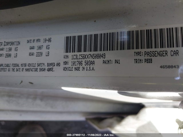 2007 CHRYSLER SEBRING SDN TOURING VIN: 1C3LC56KX7N508049